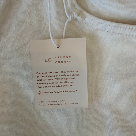 NWT Lauren Conrad Jeans Women’s Size 14 Ivory White Mid Rise Skinny Crop Calf - Picture 7 of 10